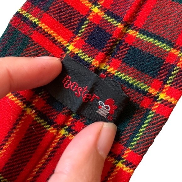 Vintage Wool Plaid Square Bottom Necktie 1970s - Picture 6 of 8